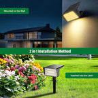 Solar Spot Lights Outdoor with 60 LED & Auto On/Off, 2 Pack Solar Lights Outdoor Waterproof IP68 with 3 Lighting Modes, 2-in-1 Solars Landscape Light for Outside, Garden, Yard(Warm White)