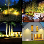 T-SUNUS Christmas Solar Landscape Spotlights 2 Pack Warm White 3000K, IP65 Waterproof Spot Lights 9.8ft Cable, Outdoor Halloween Garden Light Separated Panel for Tree Flag Yard Driveway Walkway Pool