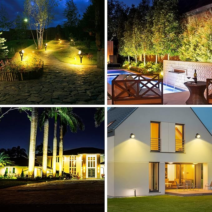T-SUNUS Christmas Solar Landscape Spotlights Warm White 3000K Metal Lights, Garden Spot Light IP65 Waterproof 9.8ft Cable, 2000mAh Separated Panel, Auto On/Off for Halloween Tree Flag Driveway Pathway