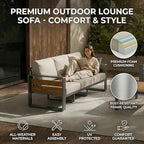 ZANDOR Aluminum Outdoor Patio Furniture Set, 5-Piece Metal Modern Outside Sectional Conversation Lawn Furniture with Coffee Table & Washable Thick Cushions,Seating Sofa for Garden/Backyard/Porch Grey