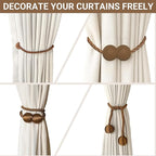 Hion Magnetic Curtain Tiebacks Dark Brown 2pcs, Curtain Tiebacks Buckles Holdbacks Holders Hooks Clip for Home Bedroom Office Decorative Curtain