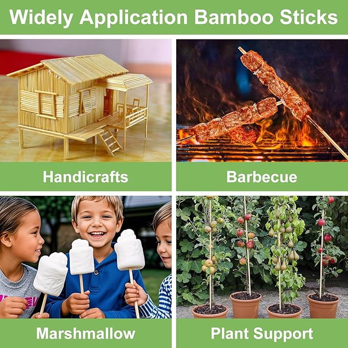 120 PCS Bamboo Plant Stakes 18 Inch, Wood Plant Support for Gardening for Potted Floral Plant, Indoor Wooden Sign Posting Garden Stick, Crafts Sticks with 120 PCS Wires(4")