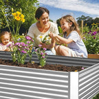 3 Pack 8x4FT Corrugated Galvanized Steel Raised Garden Bed Outdoor, Metal Above Ground Garden Bed for Vegetables and Flowers, Rectangle Raised Beds for Gardening