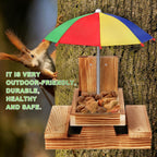 Gnodary Squirrel Feeder with Umbrella, Squirrel Feeders for Outside, Squirrel Picnic Table Feeder - Chipmunk Feeder Hold Corn, Corn Cob, Peanuts Style2 (Multiple Color)