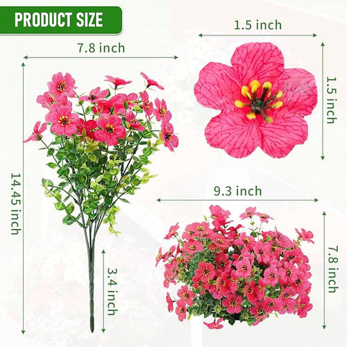 Artificial Flowers Outdoor Fake Plants, Faux Silk Flowers Plastic Plants for Outdoors Indoor Outside Front Porch Hanging Planter Window Box Garden Home Spring Decoration, 14 Pack (Mix) (12 Pack)