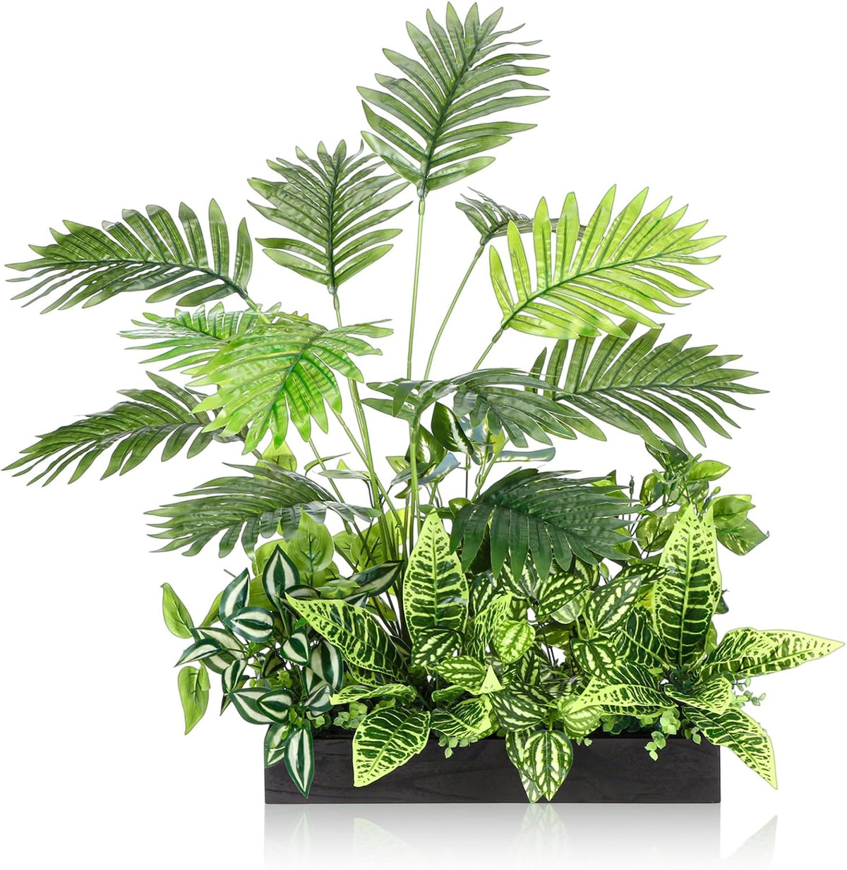 canlierr artificial greenery plants arrangement in rectangular wooden, main product view