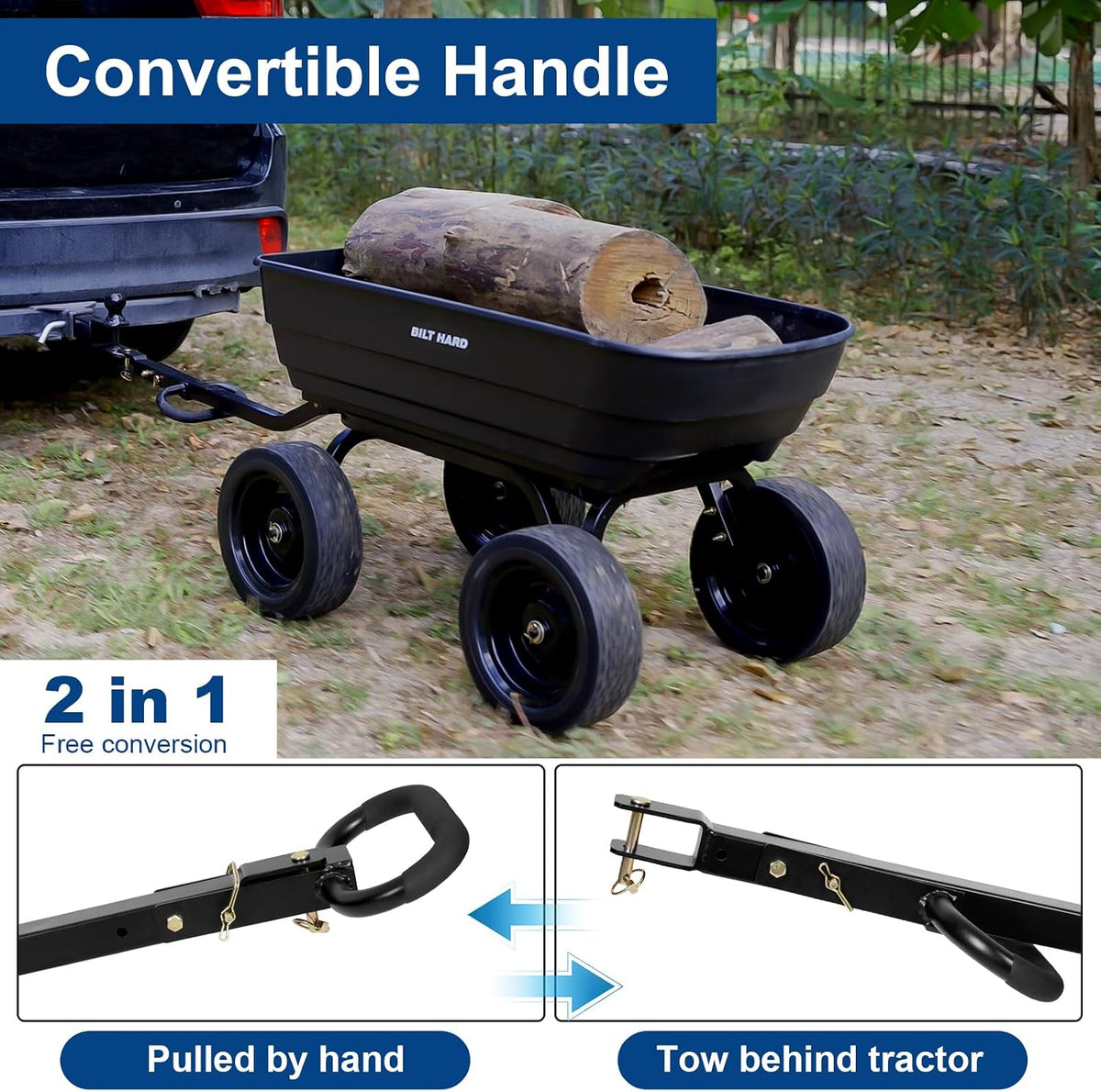 bilt hard 7 cu ft poly garden dump, close-up detail