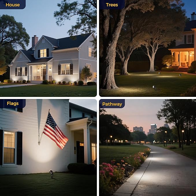 L LOHAS LED 5W Dusk to Dawn Outdoor Lighting, Auto On/Off 6000K Landscape Outdoor Spotlight, IP66 Waterproof Plug in Spot Lights for Yard, Garden, House, Pathway, Plant, UL Listed (4 Pack)
