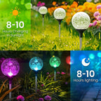 GIGALUMI Solar Garden Lights 3 Pack, Outdoor Solar Lights for Yard Decorative, Christmas Lights Outdoor Decorations Waterproof, Multi-Colored Changing Garden Globes Cracked Glass Ball with LED Lights