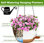 12 inch Hanging Planters for Indoor Plants, 2 Pack Self-Watering Hanging Planter Pots with Chain and Drainage Holes, Outdoor Plastic Hanging Baskets for Garden Home Decor