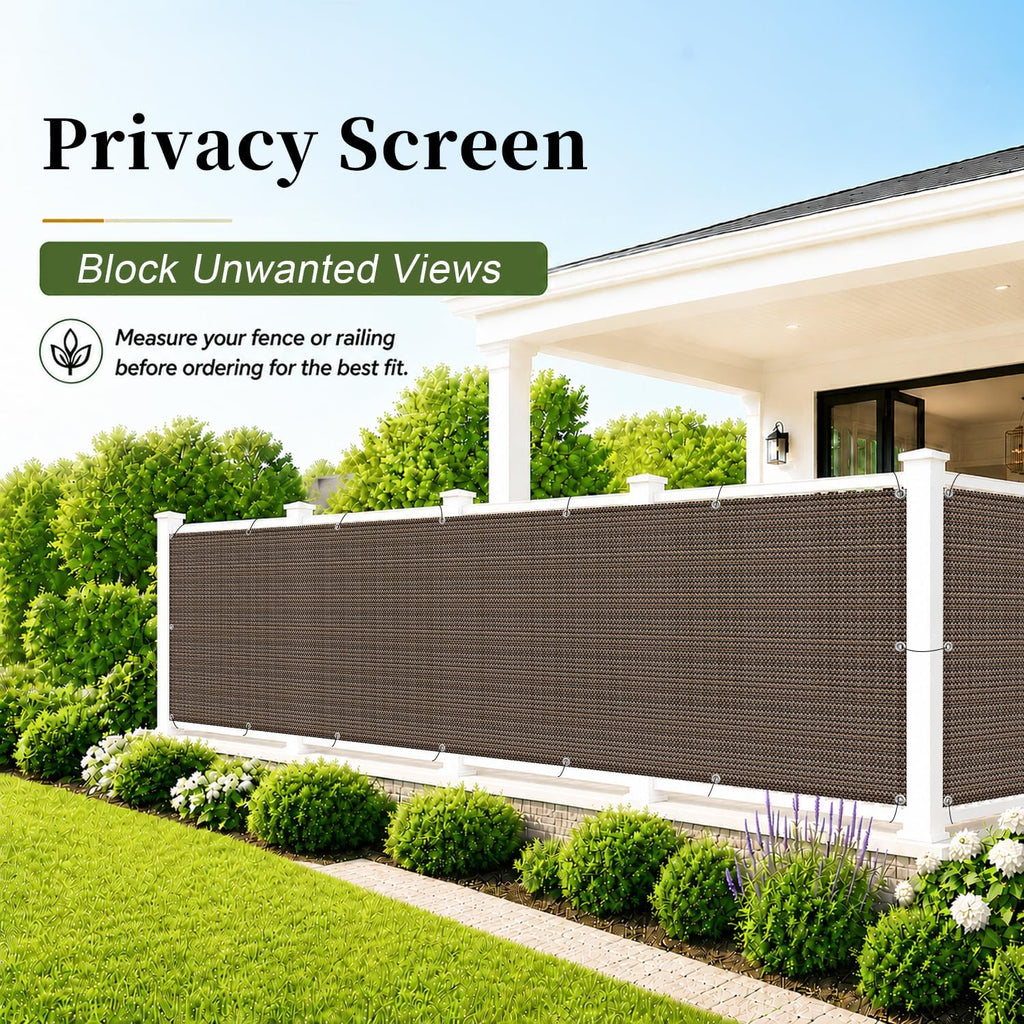 3' x 16' brown balcony privacy screen on a desk or shelf