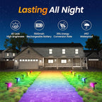 Fabrito Color Changing Solar Spot Lights Outdoor 8 Pack, [6+1 Lighting Modes] Auto On/Off RGB Spotlights, Waterproof Multicolor Landscape Lights for Garden, Tree, Halloween, Christmas
