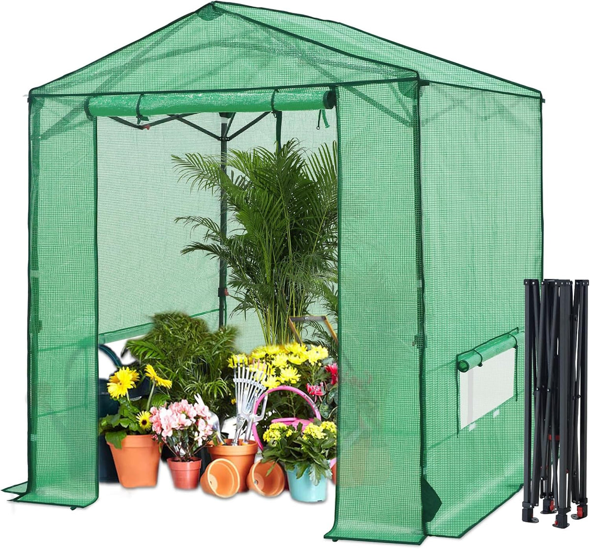 6x6 pop up greenhouse,portable green house kit, green, main product view