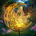 ShangTianFeng Butterfly Lights Outdoor Decor - Moon & Bird SolaGardenLights Waterproof, Auto On/Off Pathway Lighting for Yard/Lawn/Patio, Handcrafted Metal Solar-Stake-Lights for Outside Decorations