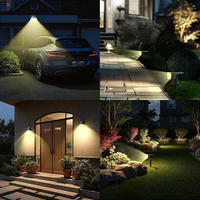 TECKNET Spot Lights Outdoor with 59 LED, 6 Pack Solar Lights Outdoor Waterproof IP65, Auto On/Off Solar Spot Lights, 3 Lighting Modes Solar Powered Garden, 2-in-1 Solars Landscape Light (Warm White)