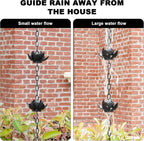 rifachua 8.5ft black lotus rain chain for gutter shown in use