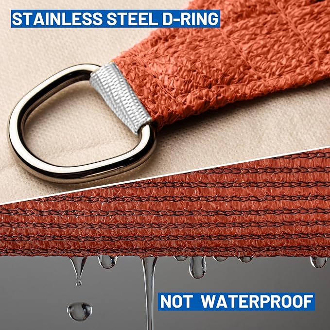 SUNLAX Sun Shade Sail 13' x 13' Terra Red Rectangle Canopy Sail Shade Cover UV Block Permeable Sunshade Outdoor for Patio Backyard Deck Pergola (We Make Custom Size)
