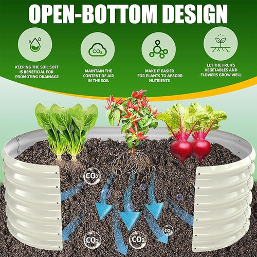 17" Tall Elevated Oval Metal Raised Garden Bed - 4ft x 2ft in Size and 0.8MM Thick Durable Planter Bed/Box for Vegetables Flowers Succulent at Patio/Garden Outdoor (White, 4X2X1.4 FT)