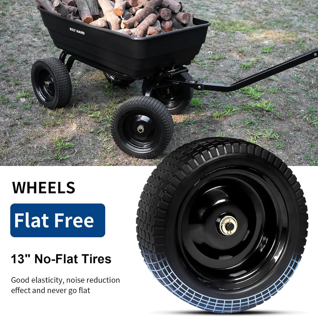 bilt hard 7 cu ft poly garden dump shown in use