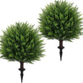 set of 2 artificial cedar topiary ball tree,23", main product view