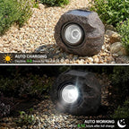 Solar Rock Lights Outdoor Garden Waterproof - Super Bright LED Solar Spotlights, Solar Powered Landscape Path Decorative Garden Stone Lights for Pathway, Walkway, Yard, Patio (2 Pack)
