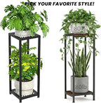 TOSKING Tall Plant Stand Indoor – 2-Tier Modern Metal Shelf, 30" Height & 200 LBS Capacity, Heavy Duty for Living Room, Balcony, Garden (Black)
