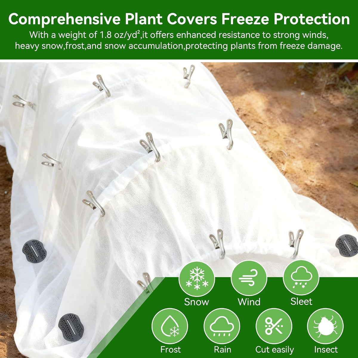 10 ft x 33 ft plant covers freeze, close-up detail