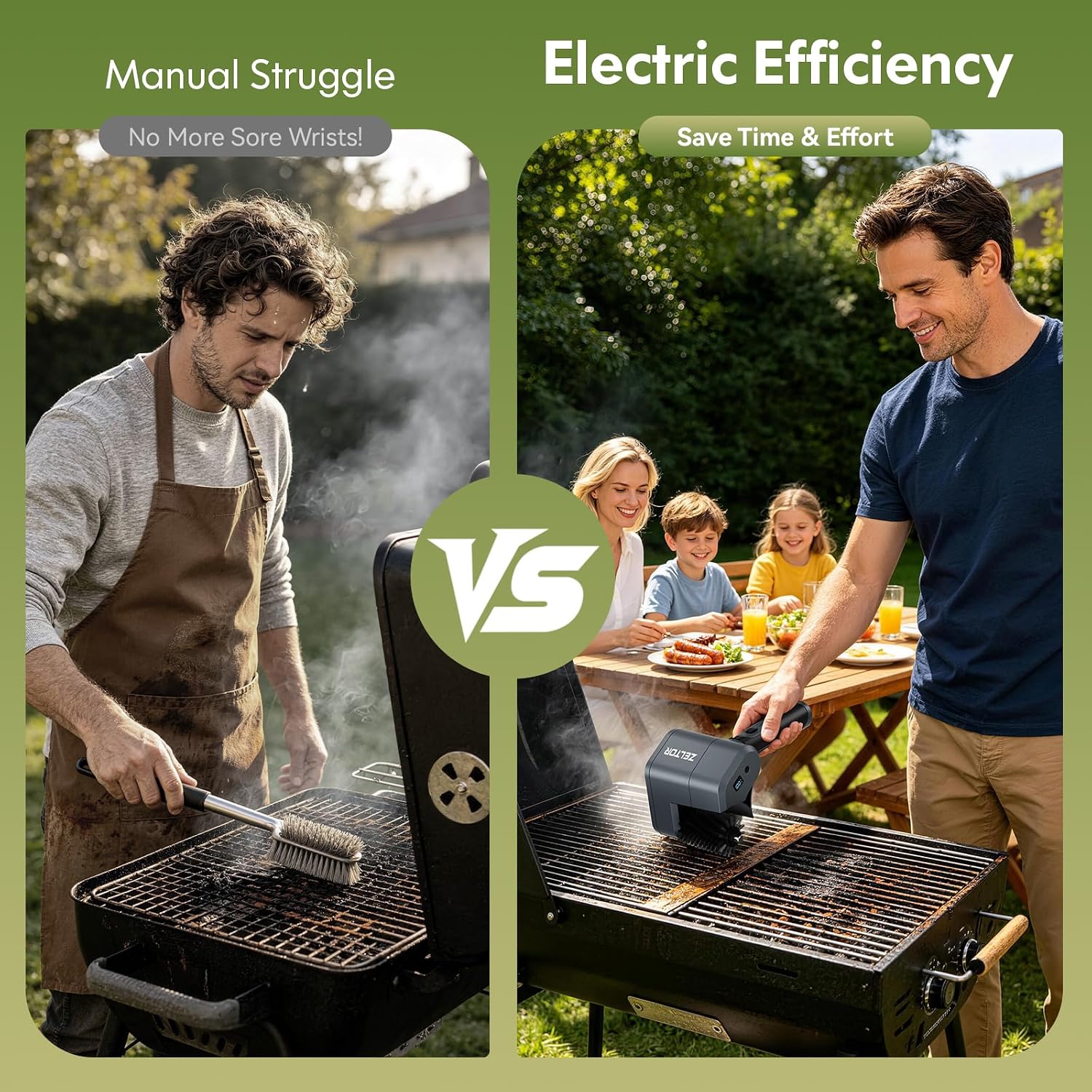Electric Grill Brush, 2 Pack Cordless BBQ Giddy Up Grill Cleaner | 400 RPM，12V Cordless，1500mAh Battery, 66mm Grill Grate Cleaner for Outdoor Barbecue, Patio, Camping, Backyard