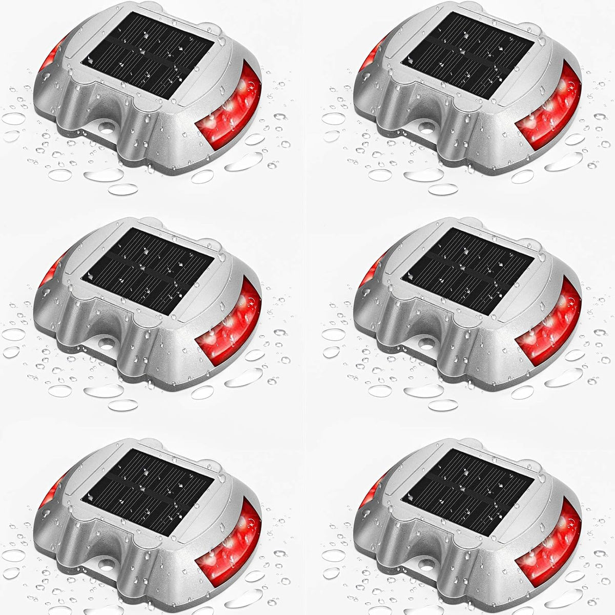 jiguoor solar deck lights led driveway lights, red, main product view