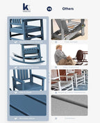 KINGYES HDPE Rocking Chairs Outdoor, Patio Rocking Chairs with 330lbs Support, Smooth Porch Rocker for Deck Lawn Yard, Navy
