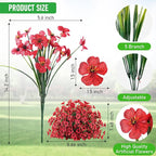 60 Pack Artificial Flowers for Outdoor Indoor Fake Plants, Faux Silk Flowers for Outdoors Outside Front Porch Hanging Planter Window Box Garden Spring Decoration(Red)