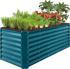Best Choice Products 8x2x2ft Raised Outdoor Metal Garden Bed, Deep Root Box Planter for Vegetables, Flowers, Herbs, 240 Gallon Capacity, 100% Non Toxic Materials - Peacock Blue