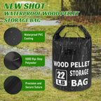 22LB Waterproof Wood Pellet Storage Containers - Dual Handles, Label Pocket | Portable 500D PVC BBQ Smoker Pellet Storage Bag, Stay Dry Grill Pellets Storage Container for Fuel, Charcoal, Wood Chips-1PCS