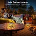 Solar Lanterns Outdoor Waterproof: 2 Pack Hollowed-Out Retro Metal Lantern Lights - Solar Lantern Decorative - Gifts for Women Mother's Day, Outside Garden Yard Patio & Indoor Tabletop Decor