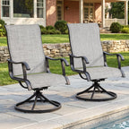 NUU GARDEN Patio Swivel Dining Chairs Set of 2, Outdoor Swivel Rocker Chairs with All-Weather Textilene, High-Back Metal Frame for Backyard, Deck, Lawn and Garden, Black and Light Gray
