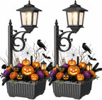 PASAMIC 2 Pack Solar Lamp Post with Planter, 2 in 1 Outdoor Solar Planter Lights, Waterproof Decorative Solar Lamp Post Light, Wall Mount or Freestanding for Garden, Patio & Porch, Warm White