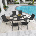 Patio Chairs Set of 4, Stackable Outdoor Dining Chairs for All Weather Textilene Fabric & Metal Frame, Outdoor Chairs Set for Backyard Deck Garden