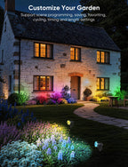 appeck landscape lighting, rgbw spotlights with app control,8 shown in use