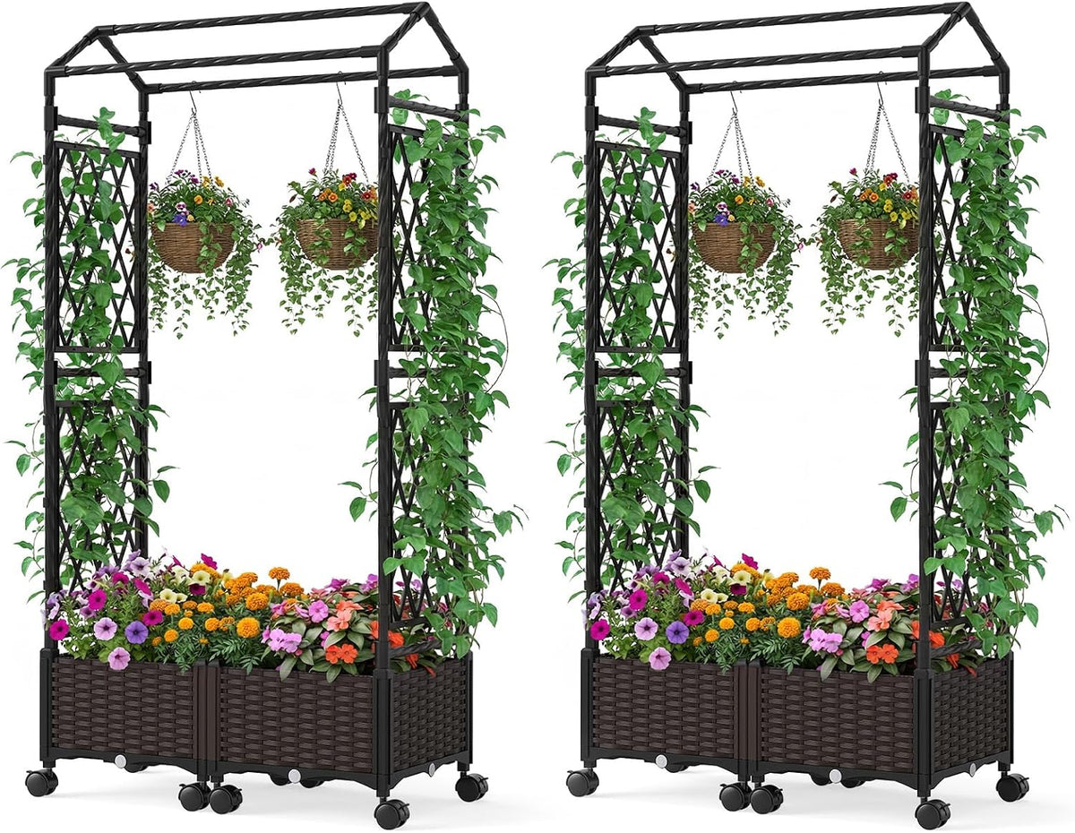happygrill 2 64" raised garden bed with trellis, main product view