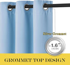 NICETOWN Blackout Room Darkening Window Curtain - Thermal Insulated Solid Grommet Blackout Patio Door Curtain/Drape for Living Room (Blue, 1 Panel, 52 by 95-inch)