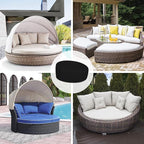 Easy-Going Heavy Duty 600D Outdoor Daybed Cover 75 Inch UV Resistant Patio Round Sofa Cover Waterproof Outdoor Canopy Daybed Sofa Cover with Air Vent 75" Dia x 35"/18" H, Black