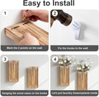 Wooden Wall Planter Vase,2 Pack Hanging Planter for Indoor Fake Plants Modern Boho Farmhouse Wall Art Decor for Home Indoor Kitchen Modern Farmhouse Bathroom Living Room Dining Room(Brown)