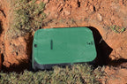 Rectangular Jumbo Valve Box and Cover, 15 in. x 22 in., 12 in. Height, Irrigation Control Valve Lettering, Black Box with Green Overlapping Cover