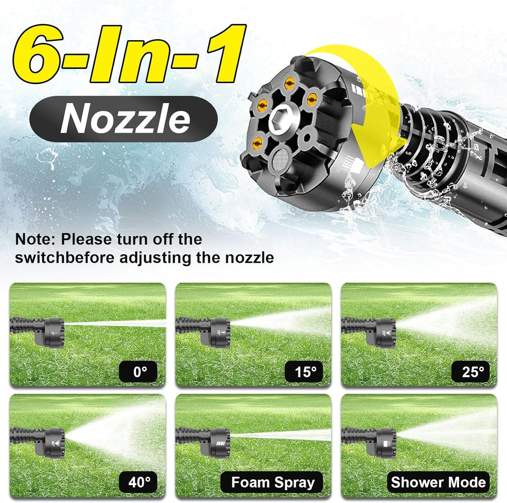 cordless portable washer, brushless motor, 4 speed modes showing dimensions