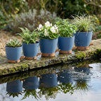 montresor 5-Pack 5/5.5/6/6.5/7 Inch Reservoir & Drainage Plastic Self Watering Flower Pots– Ocean Blue Indoor Plant Pots with Wick System for Peace Lily, Fern, Spider Plant