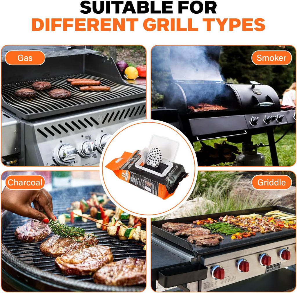 Proud Grill Q-Swiper Easy-Clean Moist, Tough BBQ Grill Cleaning Wipes, 40ct | Bristle-Free BBQ Cleaner, Heavy-Duty Thick Degreaser Wipes, Grease & Grime Remover for Outdoor Barbecue Grills, Disposable