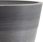 PSW Pot Collection 16-inch Plastic/Stone/Wood Composite Large Ribbed Planter – No Drainage Hole (Drillable), Indoor/Outer Garden Pot for Foliage, Trees, Flowers, Ferns, Cement Gray