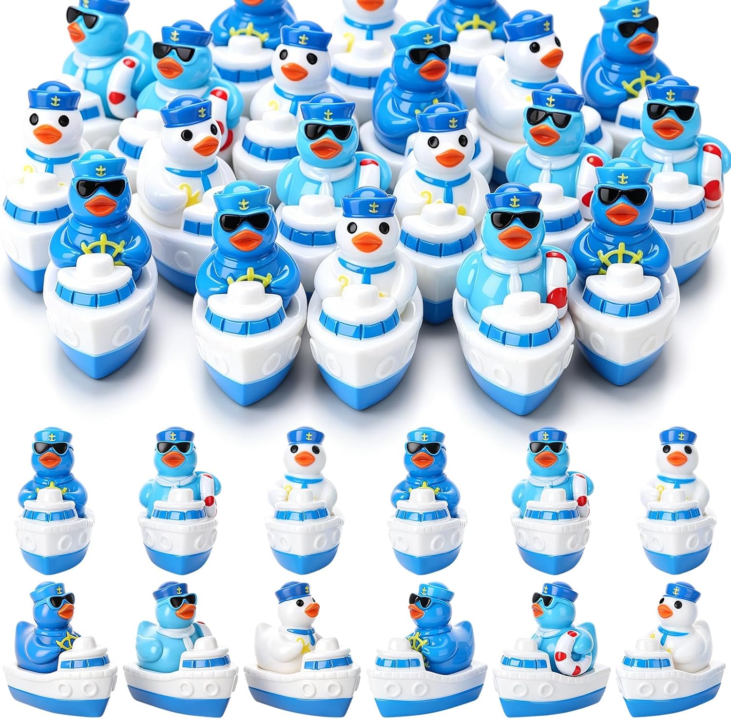 30 Pcs Sailor Cruise Ducks, Mini Sailor Cruise Resin Ducks Bulk | Fun Printed Toy Figures for Birthday Party Favors, Themed Decor, Kids Gift Collection (Cruise Duck)