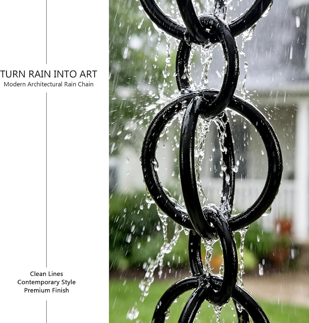 3 ft aluminum rain chain for gutters outside, close-up detail