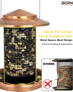 Metal Peanut Bird Feeder for Outdoors, Chew Resistant, 2.2lbs, 1Pk, Copper | Hanging, All-Metal, Detachable & Locking Base, Durable, Mesh Design, Easy to Clean, Spill-Proof